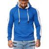Sweat à Capuche Jointif à Ourlet Contrasté avec Poche Kangourou - Bleu 3XL