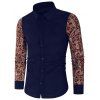 Chemise Vintage Fleurie Jointive Imprimée à Manches Longues - Cadetblue 2XL