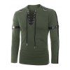 T-shirt Harnais Inséré à Manches Longues à Lacets - Vert Camouflage 3XL