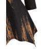 Handkerchief Sequined Cold Shoulder Feather Print Top - BLACK 2XL