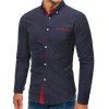Chemise Décontractée à Pois Imprimé avec Poche - Bleu profond XS