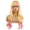 Oblique Bang Gradient Body Wave Synthetic Long Wig - CORN YELLOW 