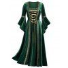 Robe maxi gothique en velours laçage grande taille - Vert profond 2X