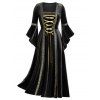 Robe maxi gothique en velours laçage grande taille - Noir 1X