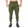 Pantalon de Jogging de Sport Jointif Ourlet Contrasté avec Poche à Rabat - Vert Armée M