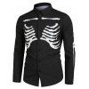 Halloween Skeleton Print Long-sleeved Shirt - BLACK L
