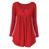 T-shirt à Demi-Bouton de Grande Taille - Rouge 2X