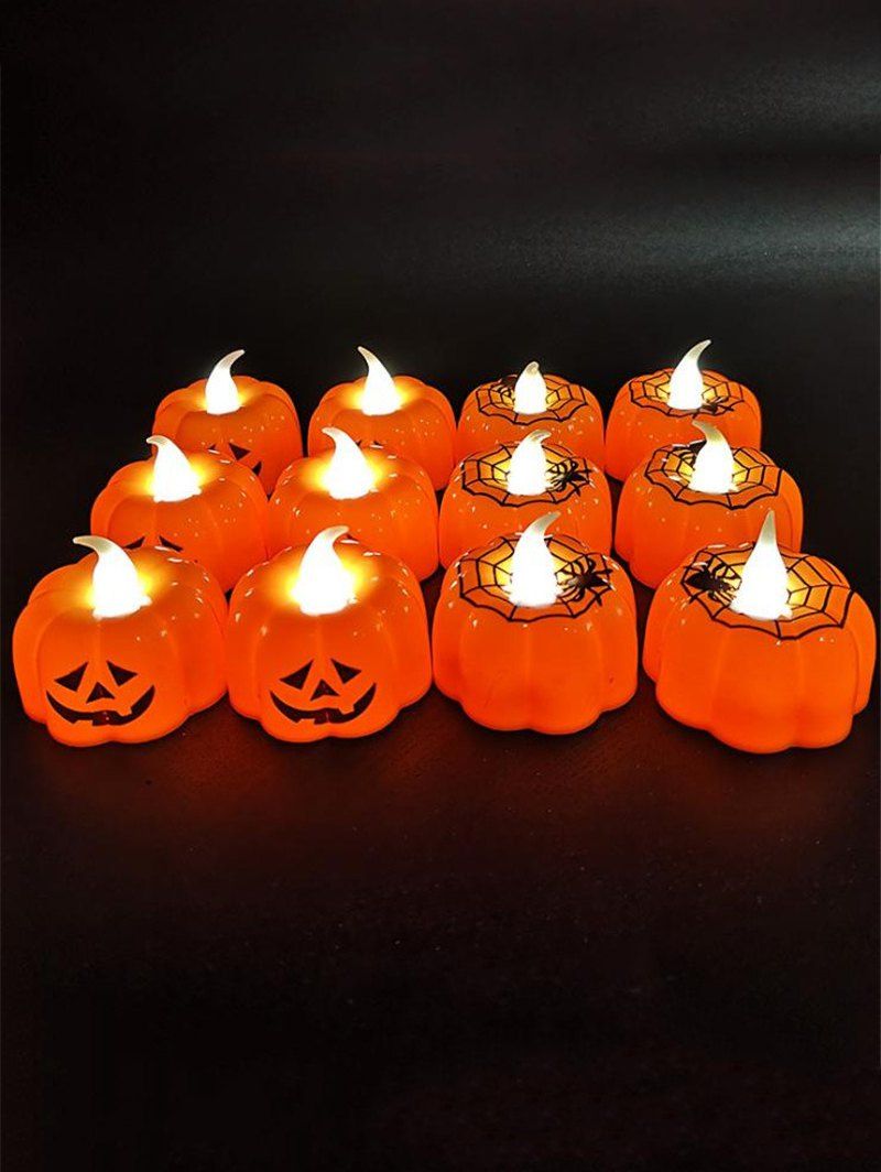 

12 Pcs Halloween Pumpkin Shape Decorative LED Night Lights, Halloween orange