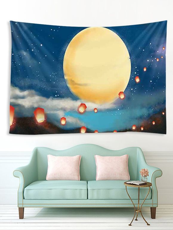 Tapisserie Murale Pendante Art Décoration Lune Nuit et Lanterne Imprimés - multicolor A W91 X L71 INCH