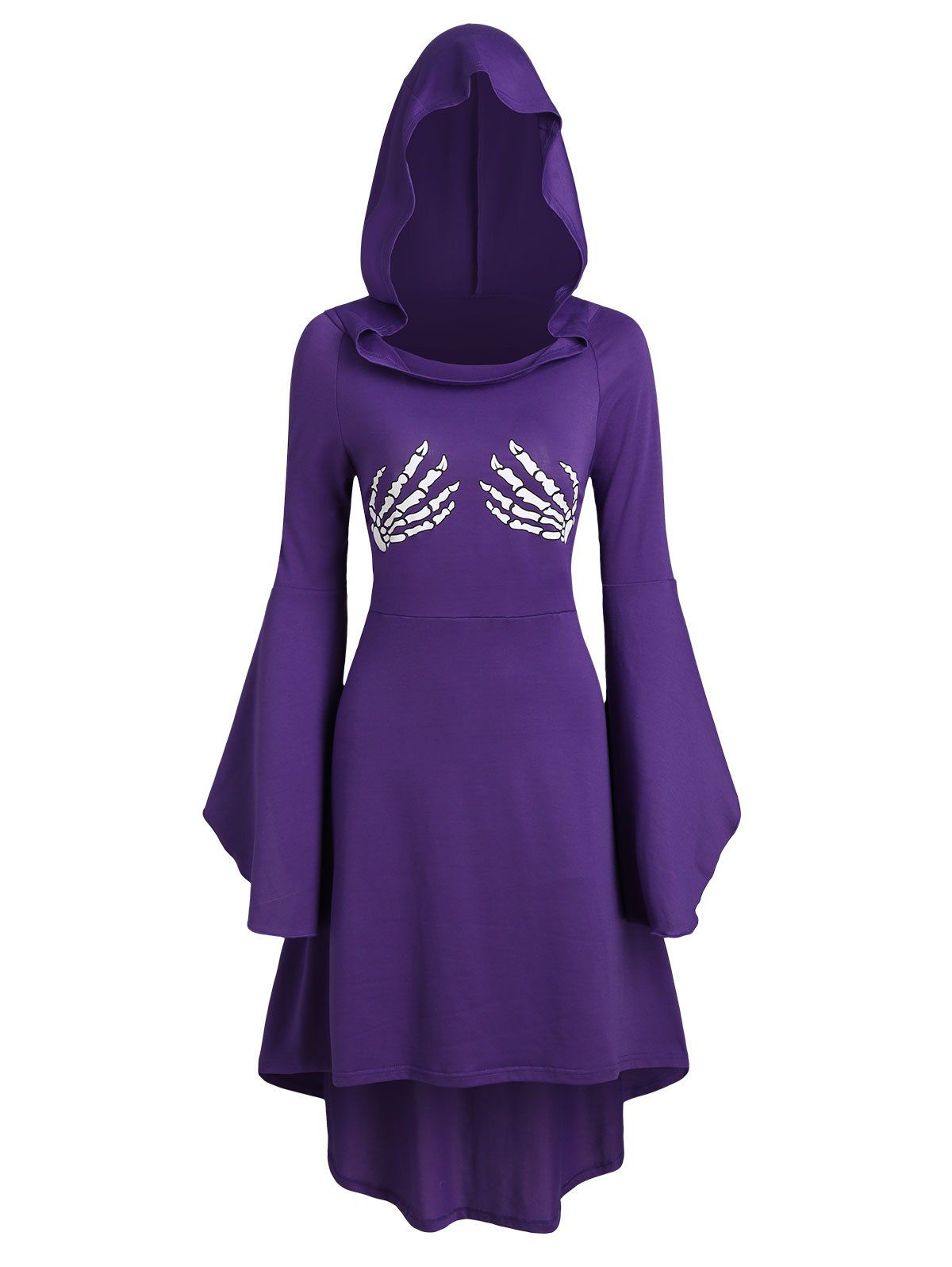 purple hooded dress