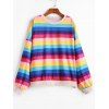 Sweat-shirt à Rayure Arc-en-ciel de Grande Taille - multicolor A 1X