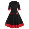 Robe Vintage Ligne A Bicolore Grande Taille - Noir L