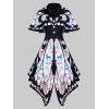 Robe Asymétrique Papillon Imprimé à Col Châle - Blanc XL