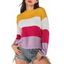 Drop Shoulder Color Block Loose Sweater - multicolor A XL