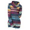 Striped Cowl Neck Drawstring Knitwear - DEEP BLUE XL