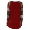 Striped Raglan Sleeve Pocket Longline T-shirt - RED WINE M
