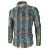 Chemise Géométrique Graphique Imprimé Manches Longues à Ourlet Courbe - multicolor 2XL
