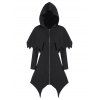 Hooded Zipper Asymmetric Gothic Capelet Handkerchief Coat - BLACK M