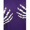 Skeleton Print Lace Up Halloween Hooded Dress - PURPLE M