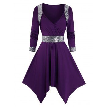 

Handkerchief Sequin Party Dress, Dark orchid
