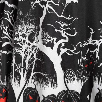 Plus Size Bat Pumpkin Print Halloween Vintage Dress