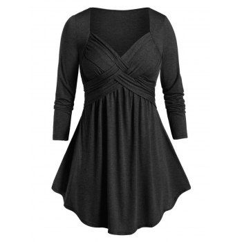 

Plus Size Space Dye Tunic Flare T Shirt, Light slate gray