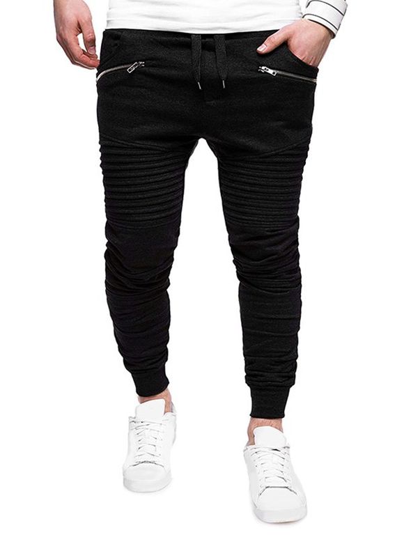 Pantalon de Jogging Camouflage Imprimé Zippé - Noir XL