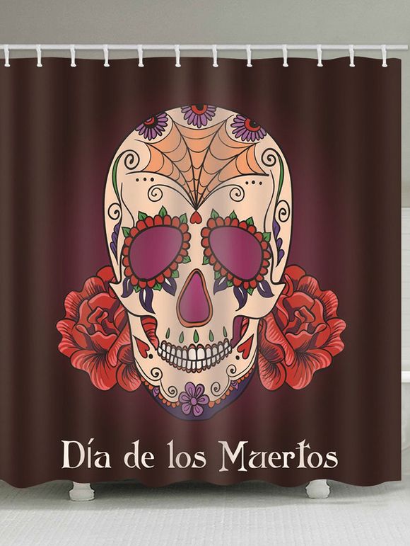 Rideau de Douche d'Halloween Imperméable Fleur et Crâne Imprimés pour Salle de Bain - multicolor B 180*200CM