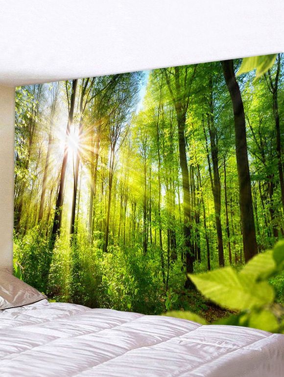Tapisserie Murale Pendante Art Décoration Forêt et Soleil Imprimés - multicolor A 230*180CM