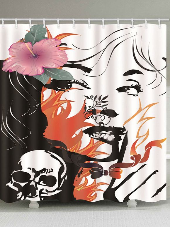 Rideau de Douche d'Halloween Imperméable Fleur et Crâne Imprimés pour Salle de Bain - multicolor B 130*180CM