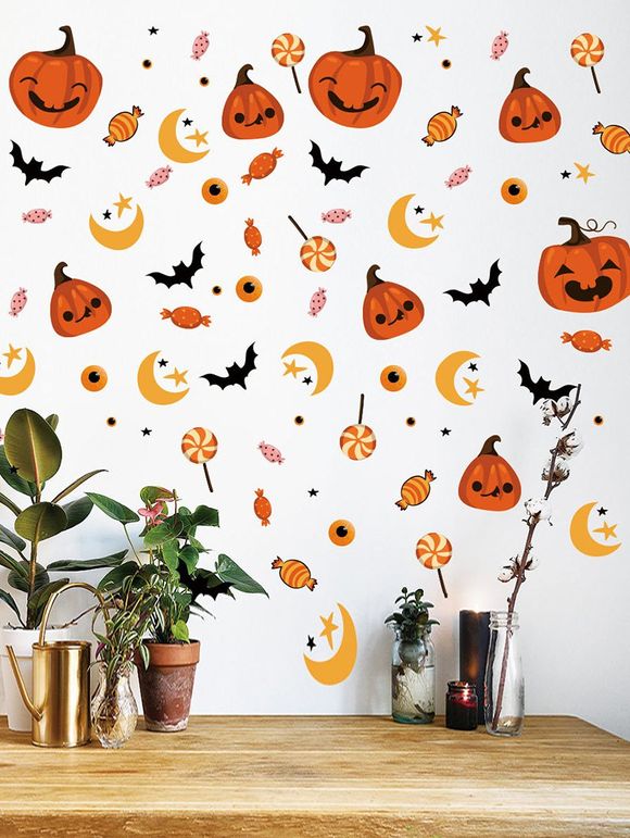 6pcs autocollant mural motif de batte de citrouille d'halloween - multicolor 14.8*21CM*6PCS