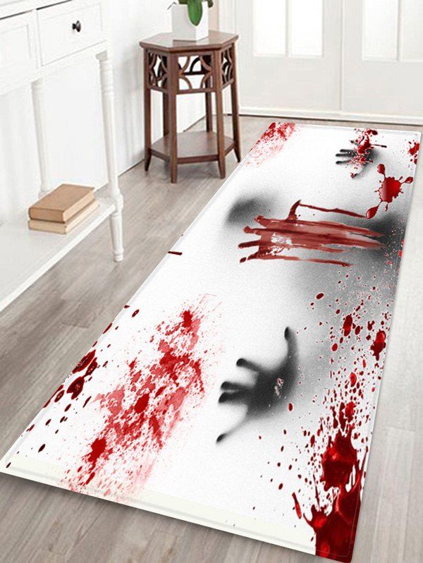

Halloween Ghost Bloody Hand Pattern Water Absorption Area Rug, Red