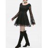 Gothic Bell Sleeve Lace Dress - BLACK 2XL