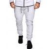 Pantalon de Jogging de Sport Zippé Imprimé à Cordon avec Poche - Blanc L