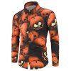 Chemise d'Halloween Boutonnée Citrouille Imprimée à Manches Longues - multicolor XL