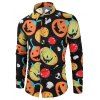 Halloween Cartoon Pumpkin Ghost Print Long Sleeve Shirt - multicolor XL