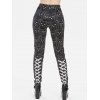 3D Lace Up Cat Print High Waisted Skinny Pants - BLACK M