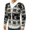 Christmas Elk Snowflake Jacquard Print Button Knitted Cardigan - BLACK XS