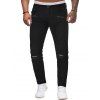 Pantalon Long Déchiré Plissé en Couleur Unie - Noir S