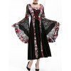 Robe d'Halloween Gothique à Capuche Manches Evasées à Lacets - Noir 2XL
