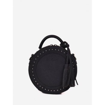 

Tassel Stud Retro Shoulder Bag, Black