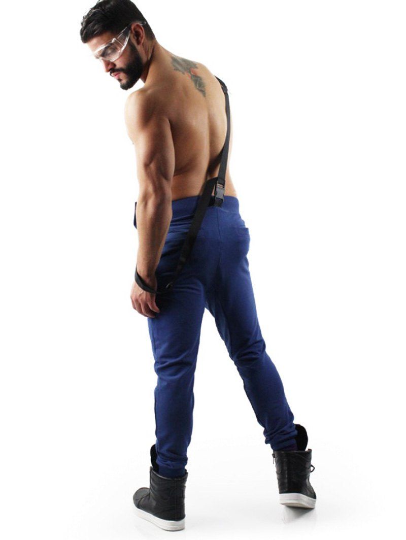 [53 OFF] 2020 Clasp Buckle Adjustable Overall Jogger Pants In BLUE