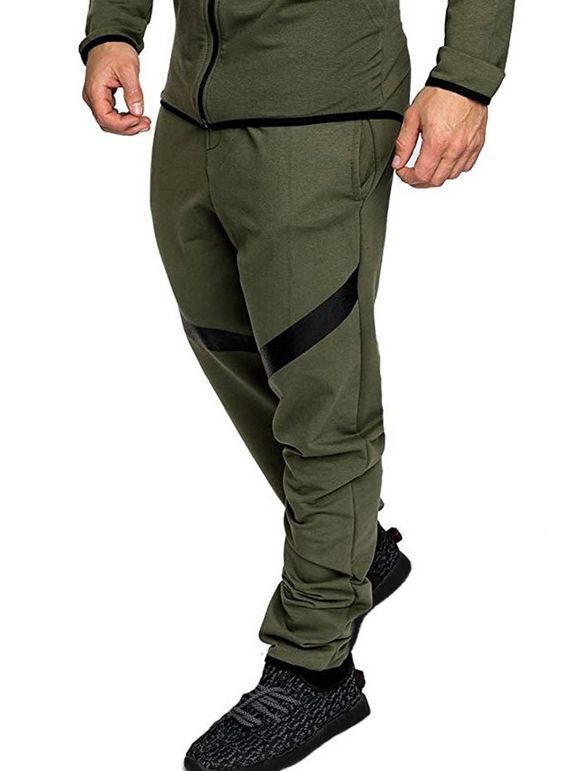 Pantalon de Jogging de Sport en Blocs de Couleurs Imprimé à Cordon - Vert Armée XS