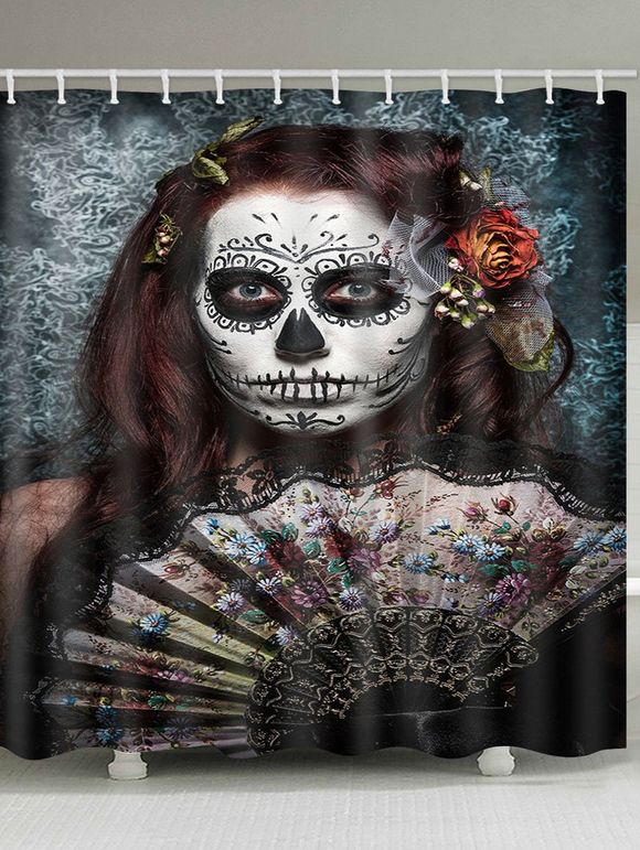 Rideau de Douche d'Halloween Motif de Crâne et de Fille - multicolor B 150*180CM