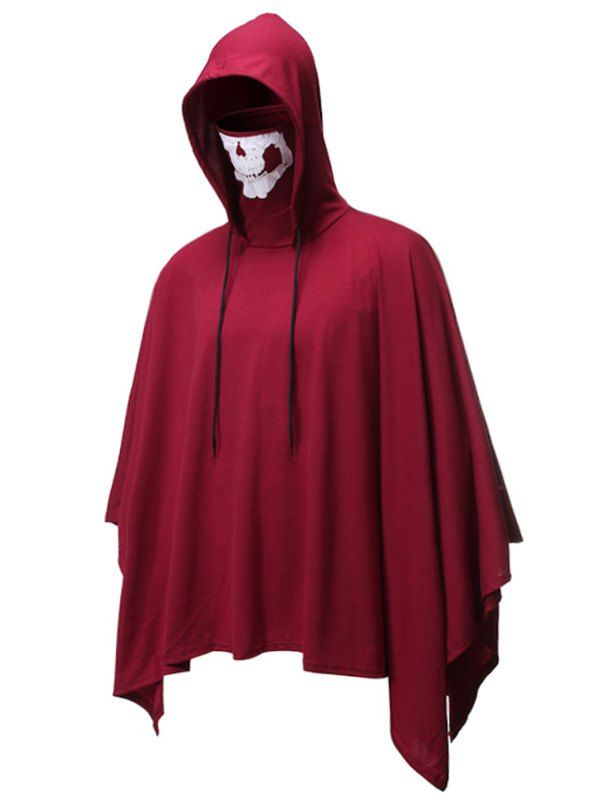 

Halloween Skull Mask Pullover Hooded Cloak, Red wine