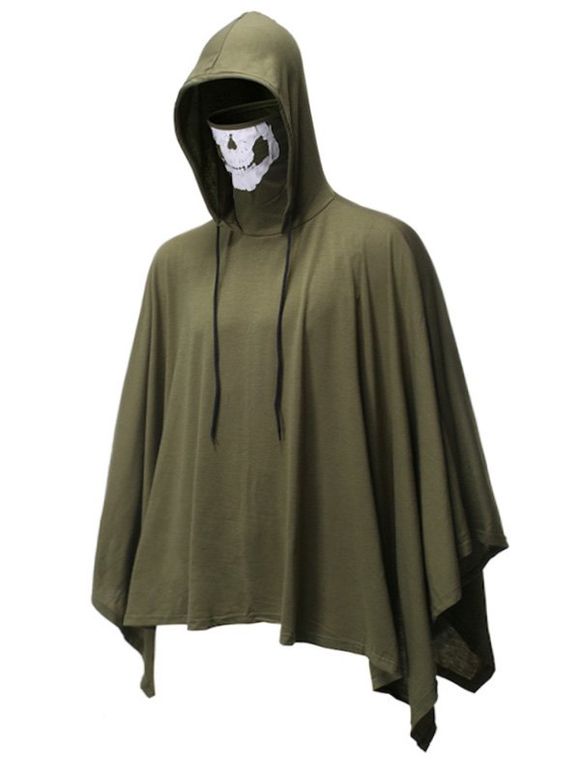 Manteau à Capuche d'Halloween Masque et Crâne - Vert Armée XL