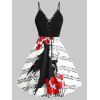 Robe d'Halloween Note de Musique Imprimée de Grande Taille à Lacets - Blanc 5X