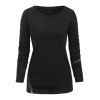 Sweat-shirt Lâche Embelli de Zip en Couleur Unie - Noir 2XL