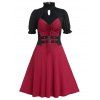 Robe Bicolore Vintage Grande Taille à Col Haut - Brique Réfractaire 1X