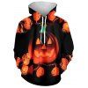 Sweat à Capuche d'Halloween Citrouille en Colère Imprimée avec Poche Kangourou - multicolor S